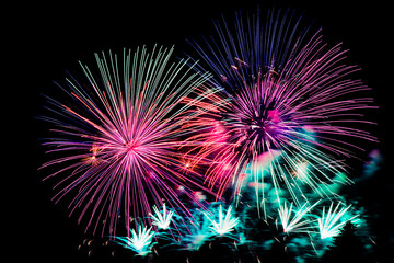 Montreal, Canada - June 29 2019: The firework show in La Ronde Montreal