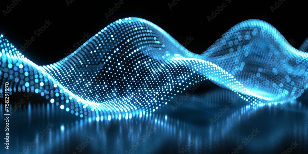 Leinwandbilder Dynamic Waves of Cyber Energy Undulate in a Rhythmic Dance of Technology and Data, Generative AI
