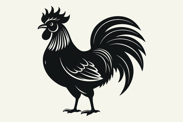 Kind black rooster vector artwork