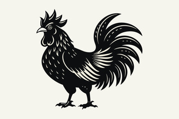 Kind black rooster vector artwork