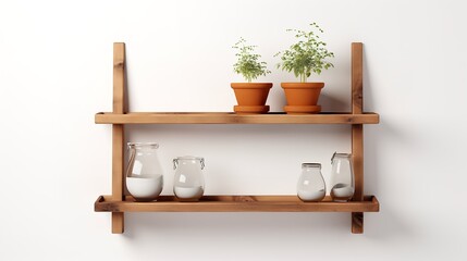 Wooden Shelf Cut-Out: Photorealistic White Background (8K)

