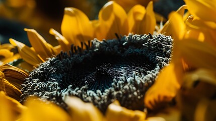 Sunflower Texture: Revealing the Fuzzy and Velvety Beauty of Nature's Bloom.




