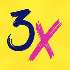 3x letter isolated on a yellow background.