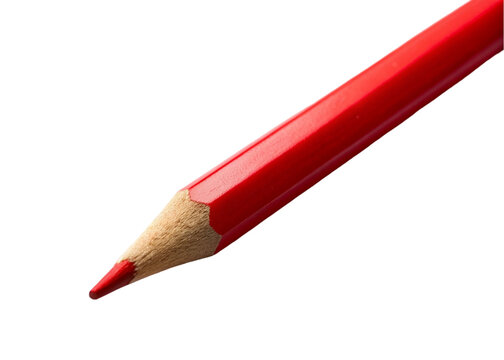 Red pencil isolated on transparent background.