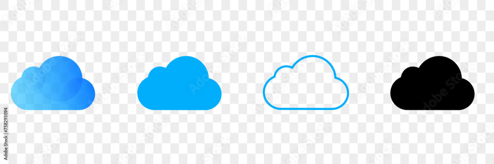 Poster realistic cloud loading icon. upload your data to the download cloud. save blue cloud icon on transp