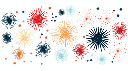 A vibrant pattern of fireworks exploding in differe