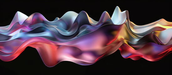 This striking image displays a fluid fabric wave with bold colors and shimmering lighting effects,...