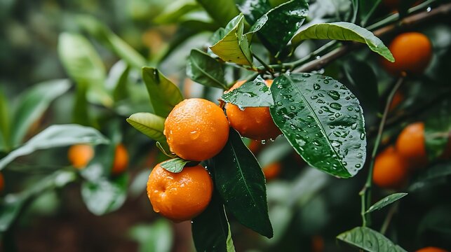 An Image of a Tangerine Tree Adorned with Bright Orange Fruits: Nature's Citrus Splendor on Display