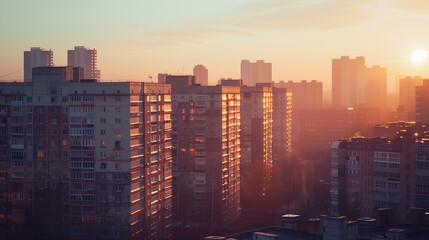 Sunset Over Urban High-Rises