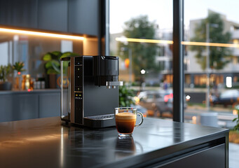 A Cup of Coffee on a Counter by a Window