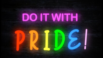 pride rainbow coloured neon sign effect