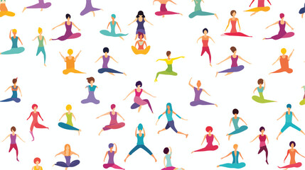Fototapeta na wymiar A vibrant pattern of yoga poses in different colors