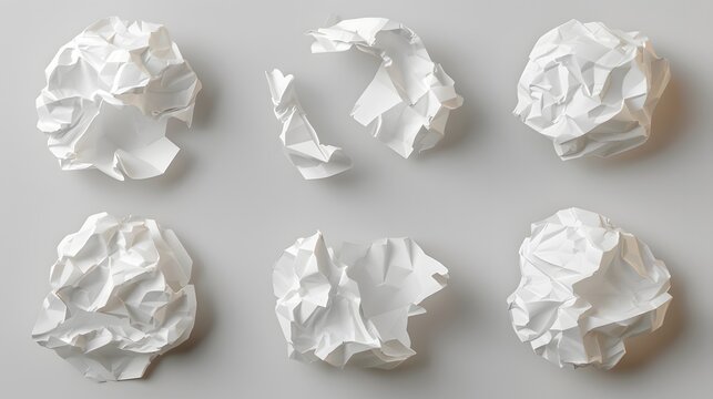Set of crumpled paper balls cut out