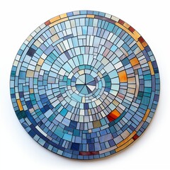 Beautiful circle mosaic tile pattern for entrance hall or hallway isolated on white background.
