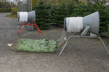 The Christmas tree wrapping machines