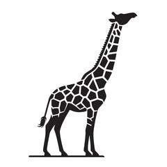  Retro Styled Giraffe Silhouettes, Silhouettes of Towering Giraffes, Black & White Silhouette Series