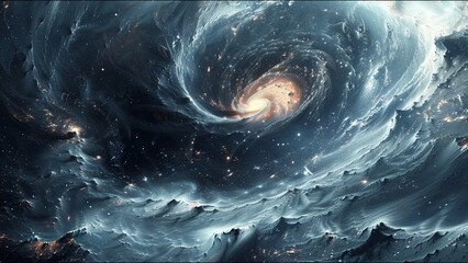 Obraz premium Black Hole Cosmic Event Horizon Ripple In Spacetime Wormhole Gravity Well