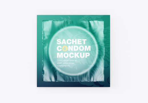 Square Condom Packaging Mockup
