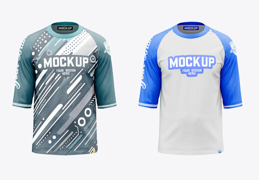 Baseball Henley Raglan T-Shirt Mockup
