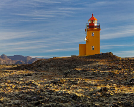 Hopsnes Leuchtturm, Reykjanes, Island