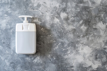 Modern hand sanitizer dispenser on grey background - obrazy, fototapety, plakaty