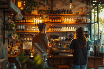 Relaxed ambiance as patrons enjoy conversations in a cozy coffee setting