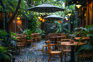 Escape to a peaceful oasis amidst lush greenery, perfect for unwinding with your favorite brew