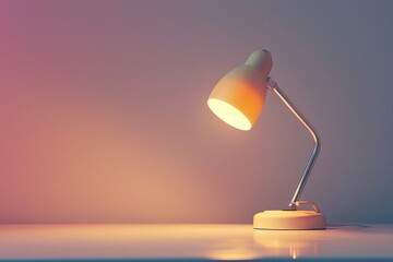 Modern table lamp with light on grey background