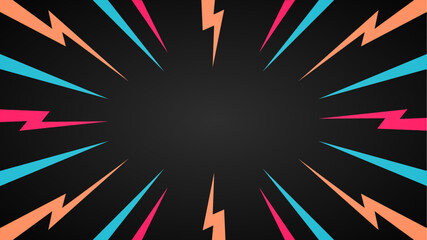 Black background with colorful lighting and lines in a circle.