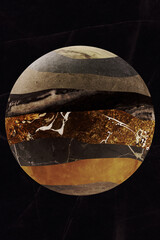 Gravity: illustrations of planets realized with matching textures