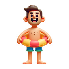3d illustration of a man with an inflatable ring.