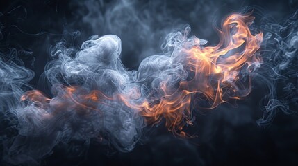 a close up of a bunch of smoke on a black background with red and yellow flames coming out of it.
