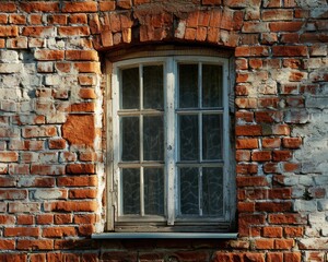 Fototapeta na wymiar Modern White Window in Brick Wall - Architectural Interior Design