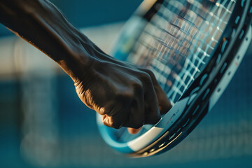 a tennis player's hands serving and returning the ball with power and accuracy on the court - obrazy, fototapety, plakaty