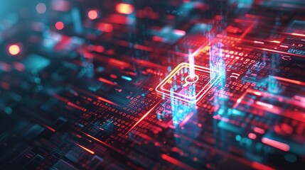 Cybersecurity concept with a digital lock on a data stream --ar 16:9 Job ID: 2a47f9bc-5cc8-4740-abca-c5e3cc04d5d1