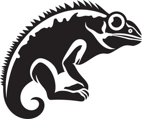 Obsidian Overture: Chameleon Icon in Black Vector Ebony Enigma: Black Chameleon Logo Vector Icon