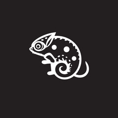 Eclipse Elegance: Chameleon Icon in Black Design Stealthy Serenity: Black Chameleon Logo Vector Icon