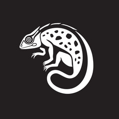 Eclipse Essence: Black Chameleon Logo Vector Icon Stealthy Stripes: Chameleon Silhouette in Black Emblem