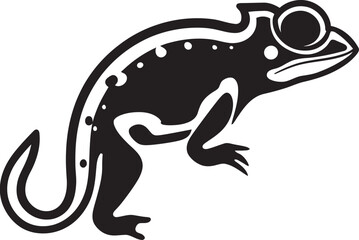 Obsidian Overture: Black Chameleon Logo Vector Icon Eclipse Essence: Chameleon Silhouette in Black Emblem