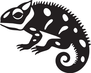 Noir Nexus: Black Chameleon Logo Emblem Midnight Melange: Chameleon Silhouette Vector in Black