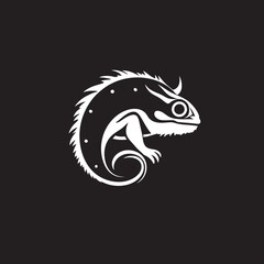 Stealthy Shadows: Black Chameleon Logo Vector Design Midnight Monochrome: Chameleon Silhouette in Black Vector