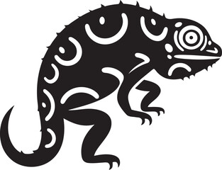 Eclipse Evasion: Stealthy Chameleon Logo Emblem Shadowy Sleuth: Chameleon Silhouette Vector Design