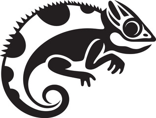 Inky Invisibility: Stealthy Chameleon Vector Shadowy Shift: Chameleon Silhouette Icon in Black