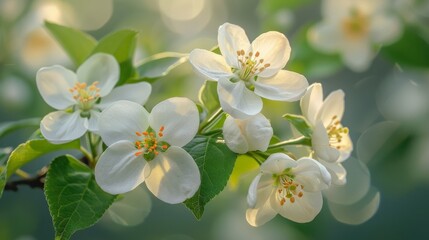 Cluster of White Flowers Adorning a Tree
