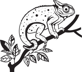 Obsidian Outlier: Chameleon on Black Twig Emblem Stealthy Stalker: Black Chameleon Logo on Dark Twig