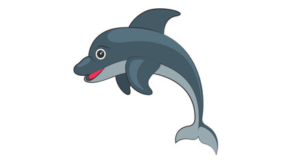 Color image of a cartoon dolphin isolated on a white background.