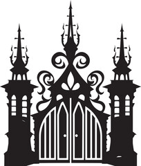 "Gates of Devotion: Church Gate Scrolls and Iconic Logo Vector in Black" "Soulful Entrances: Church Gate Scrolls and Iconic Logo Vector Designs"