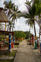 Fototapeta na wymiar road in a colorful caribbean village