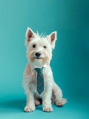 Dog with a tie.
