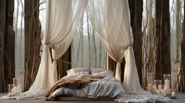 bed in a bedroom  high definition(hd) photographic creative image